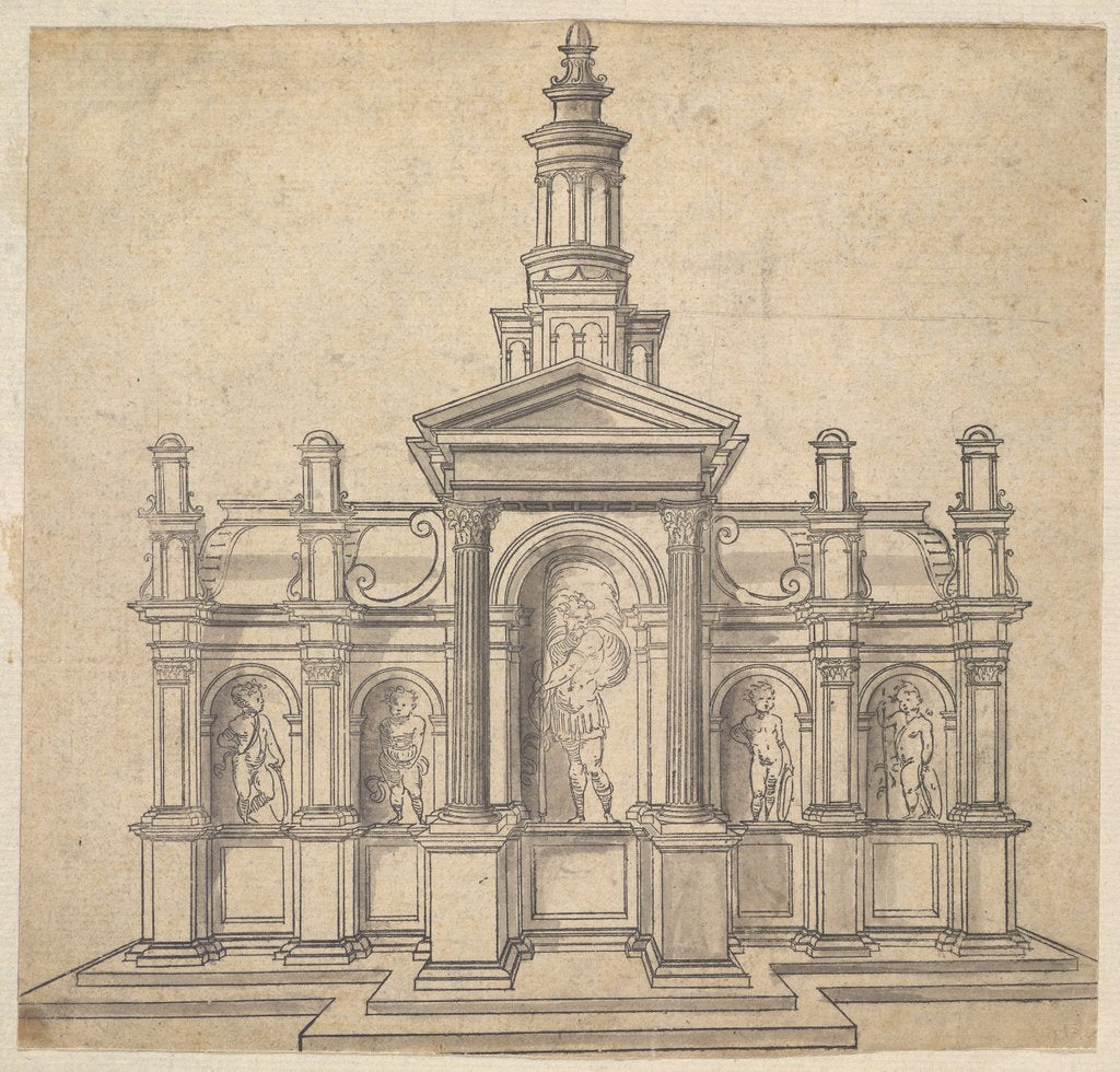Detail of Architecturally-Shaped Tabernacle with a Saint and Four Putti, ca. 1530-49 by Unknown