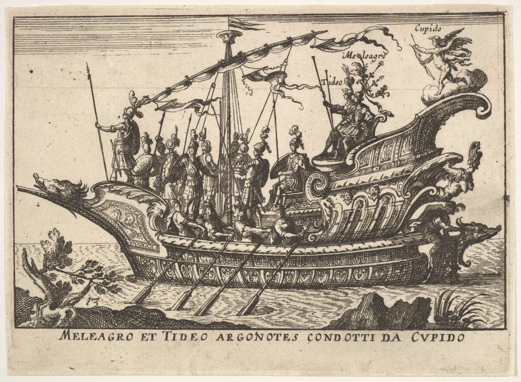 Detail of Plate 13: Argonauts Meleager and Tydeus led by Cupid, 1664 by Unknown