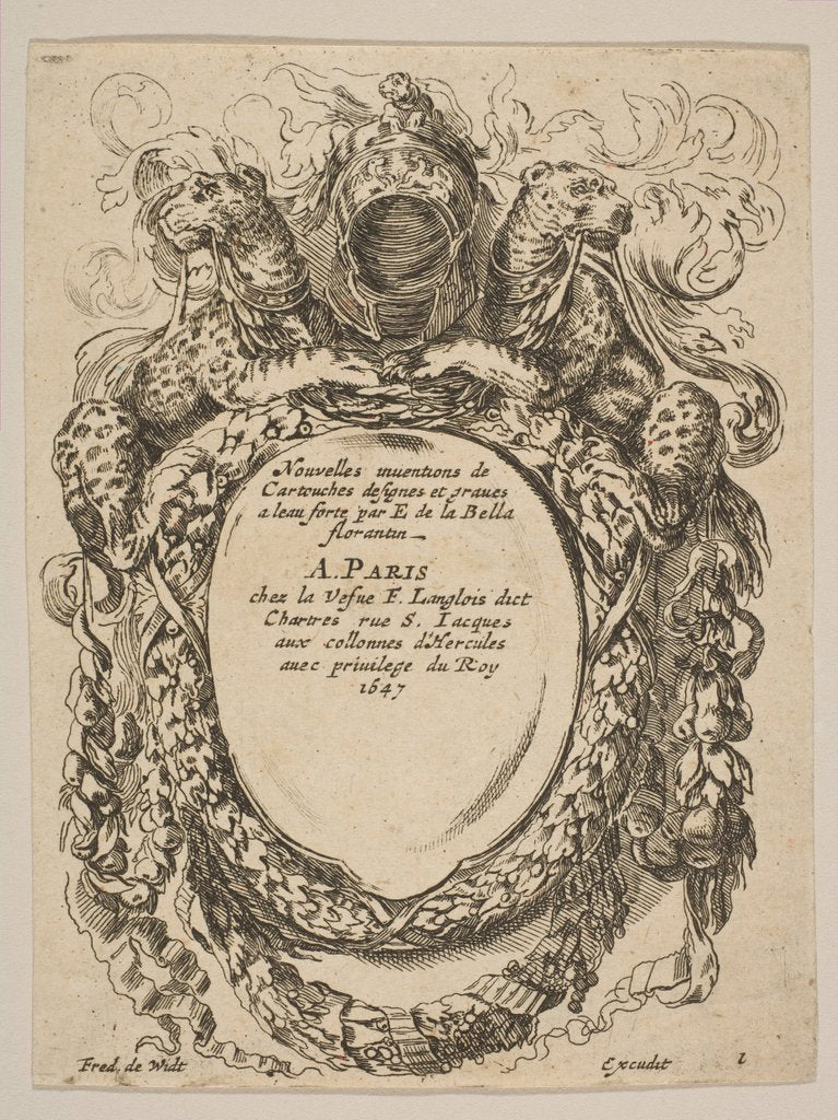 Detail of Cartouche with Title: Nouvelles inventions de Cartouches, 17th century by Unknown