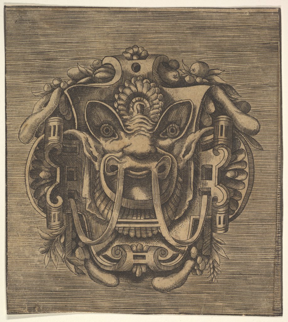 Detail of Fantastical Mask with Strapwork, mid-16th century by Unknown