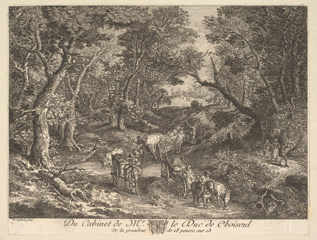 Detail of Carts on a Path through the Woods after a painting in the collection of the Duc de Choiseul, 1771 by Unknown
