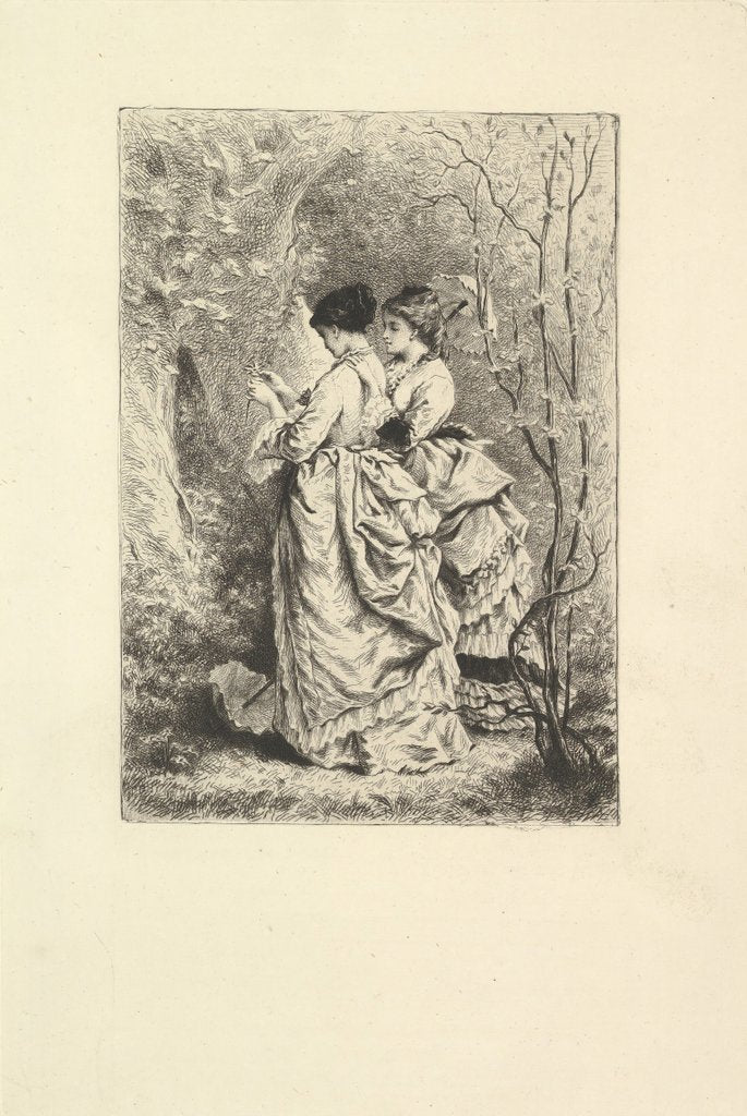 Detail of Two Young Ladies in a Garden, 1873-74 by Unknown