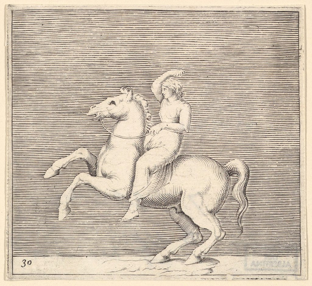 Detail of Woman on Rearing Horse, published ca. 1599-1622 by Unknown