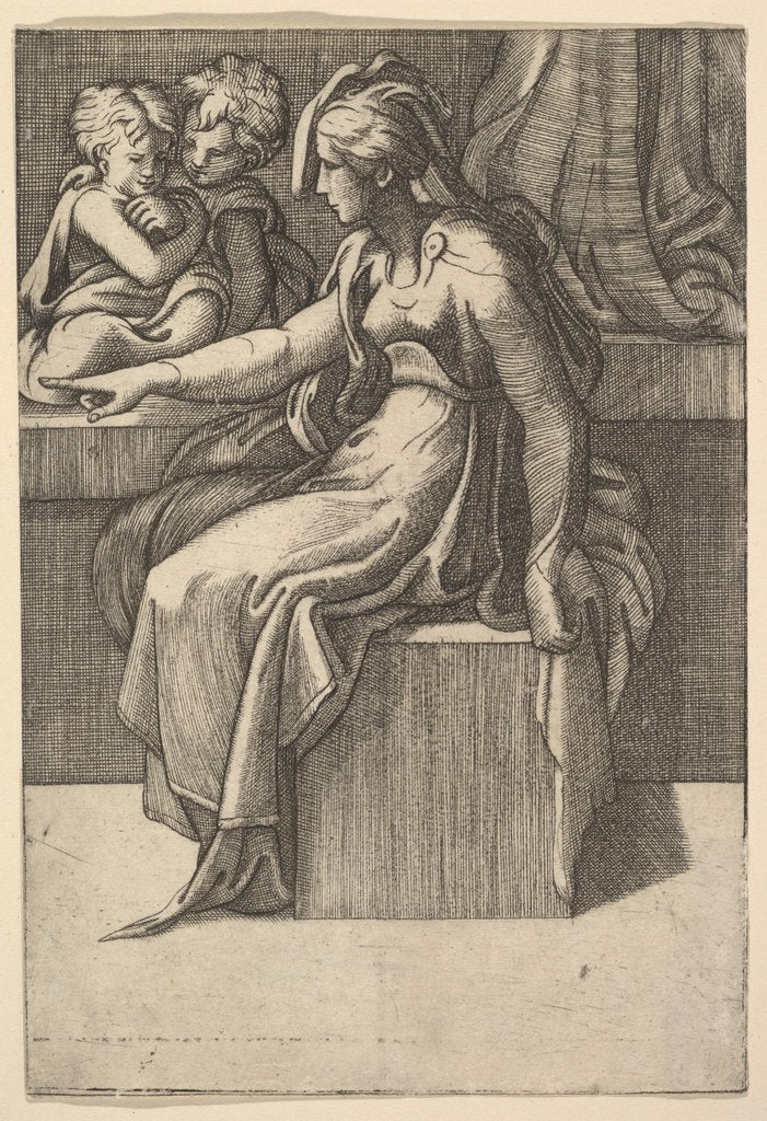 Detail of Seated Woman with two Children, 16th century by Unknown