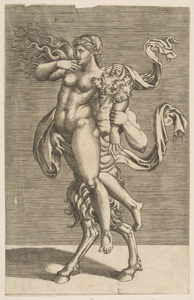 Detail of Satyr carrying a nymph restraining her right arm, ca. 1515-1600 by Unknown