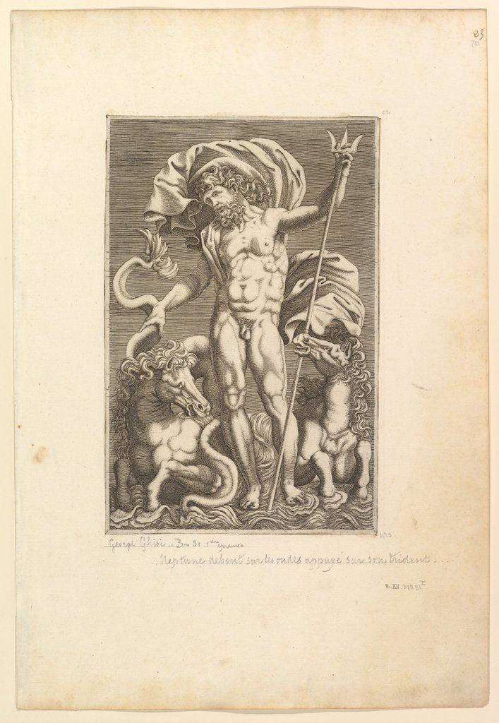 Detail of Neptune Between Two Sea Horses, ca. 1560-80 by Unknown