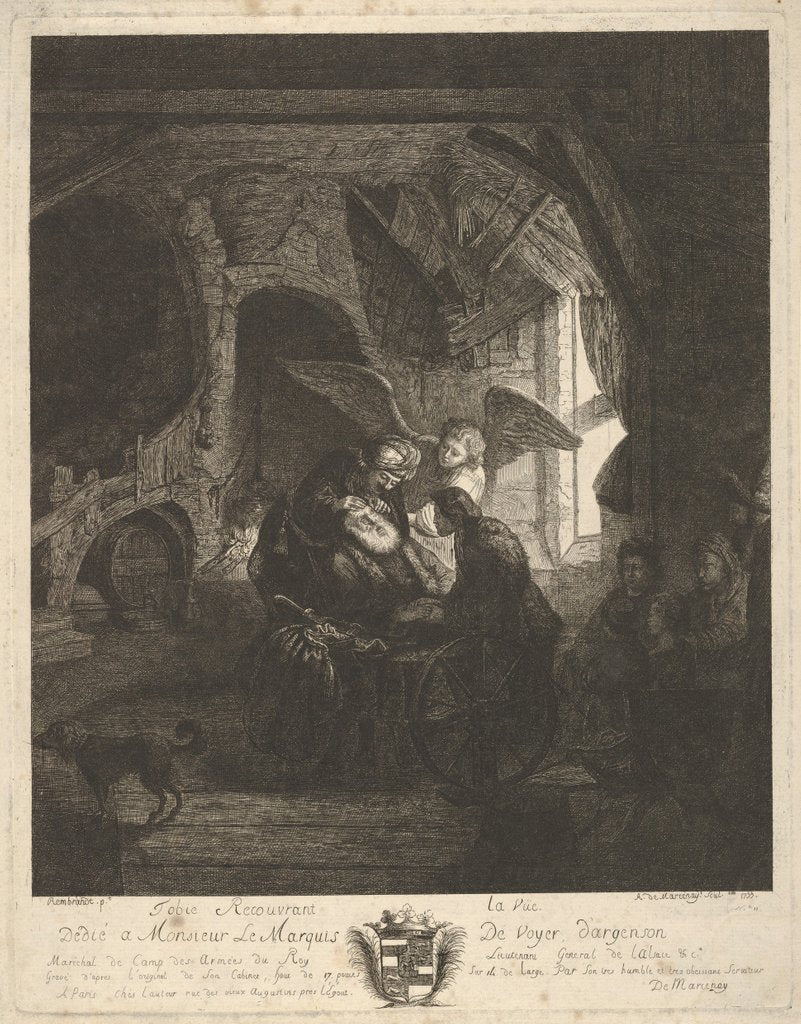 Detail of Tobias Returning Sight to His Father, 1755 by Antoine de Marcenay Ghuy