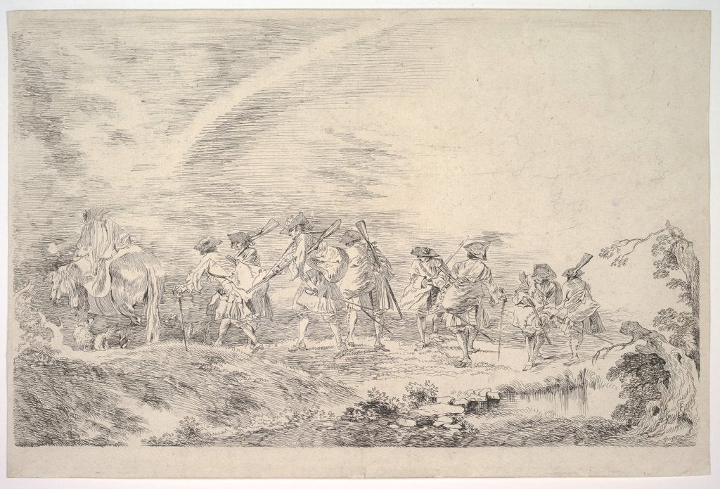 Detail of Recruits Going to Join the Regiment, ca. 1715-16 by Jean-Antoine Watteau