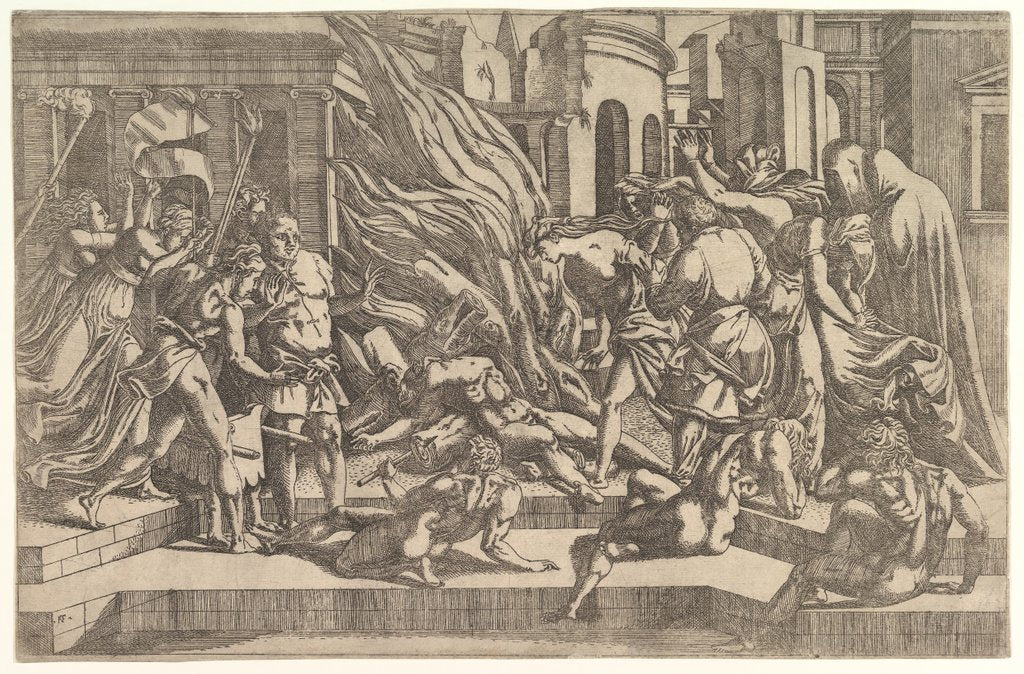 Detail of Burning of a corpse, ca. 1543 by Antonio Fantuzzi