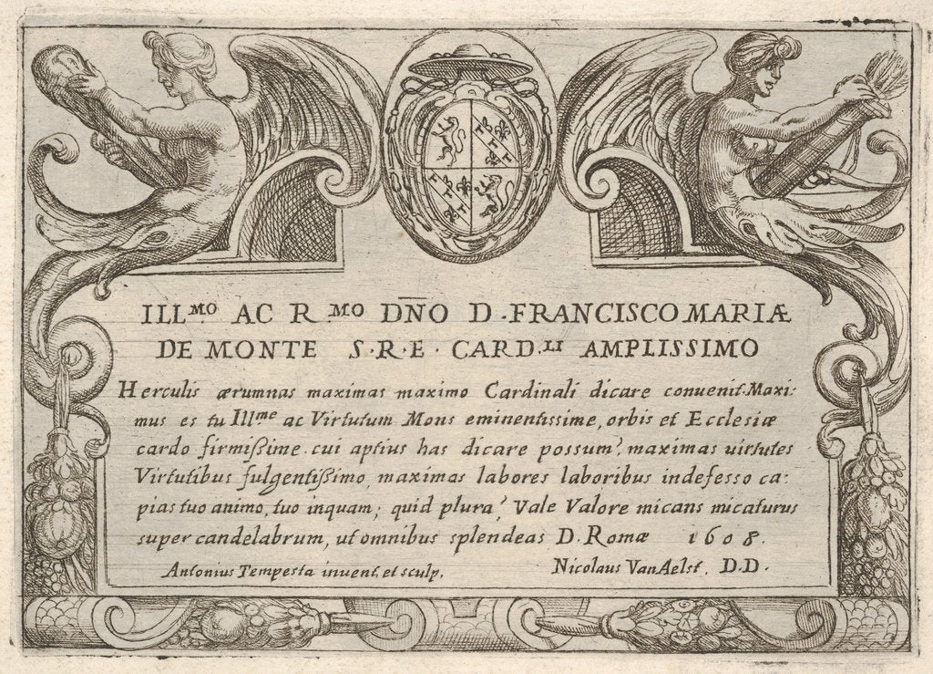 Detail of Title plate for the series 'The Labors of Hercules' with the arms of Cardinal Francesco Ma…, 1608 by Antonio Tempesta