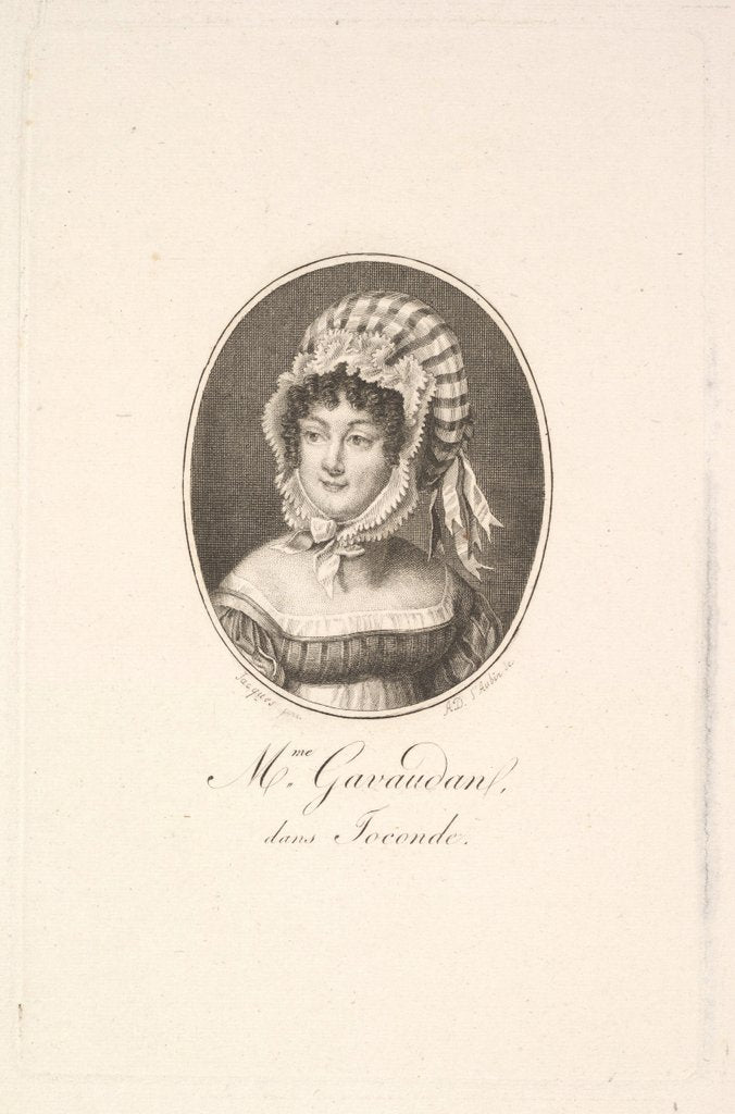 Detail of Portrait of Madame Gavaudan by Augustin de Saint-Aubin