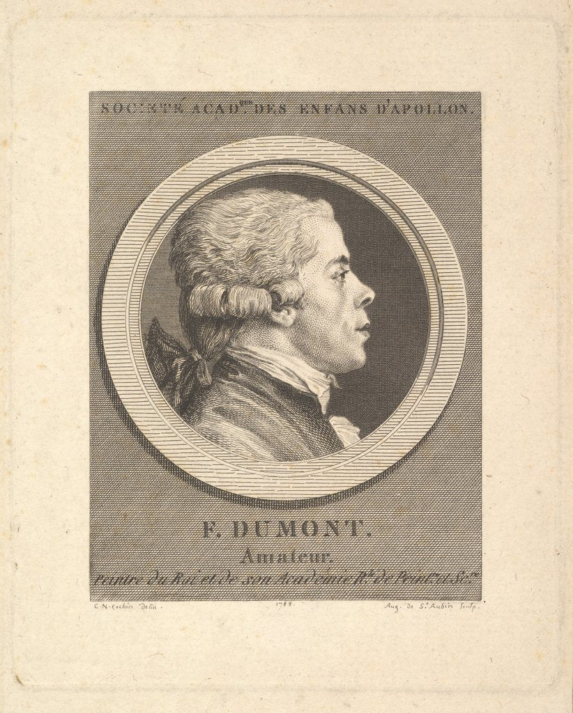 Detail of Portrait of François Dumont, 1788 by Augustin de Saint-Aubin