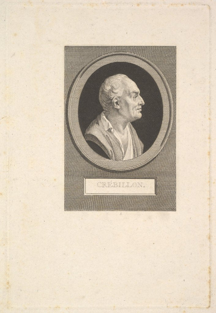 Detail of Portrait of Prosper Jolyot de Crébillon, ca. 1802 by Augustin de Saint-Aubin