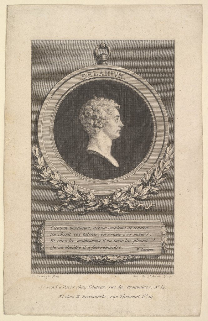 Detail of Portrait of De Larive, 1785 by Augustin de Saint-Aubin