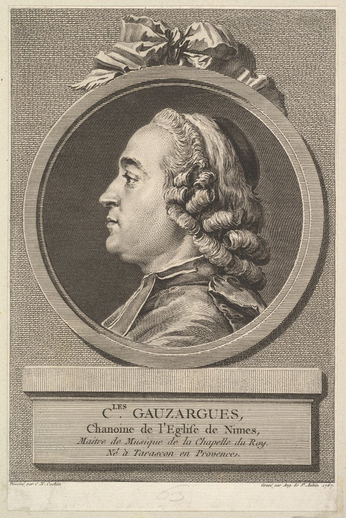 Detail of Portrait of Charles Gauzargues, 1767 by Augustin de Saint-Aubin