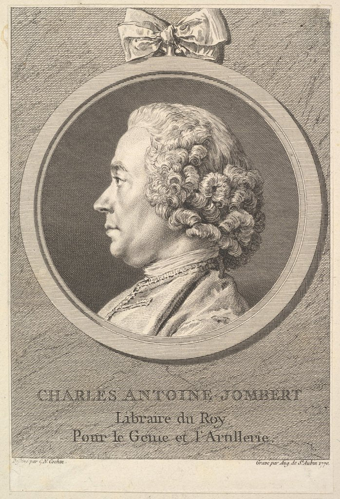 Detail of Portrait of Charles-Antoine Jombert, 1770 by Augustin de Saint-Aubin