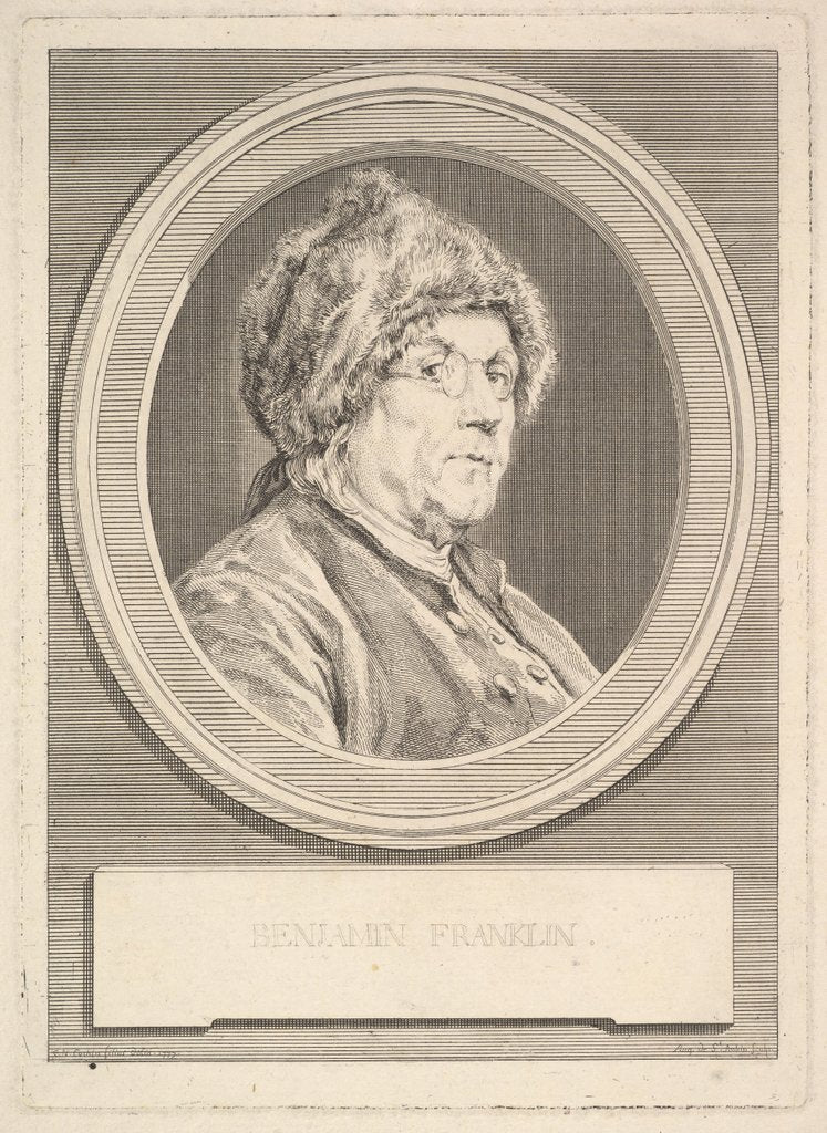 Detail of Portrait of Benjamin Franklin, 1777 by Augustin de Saint-Aubin