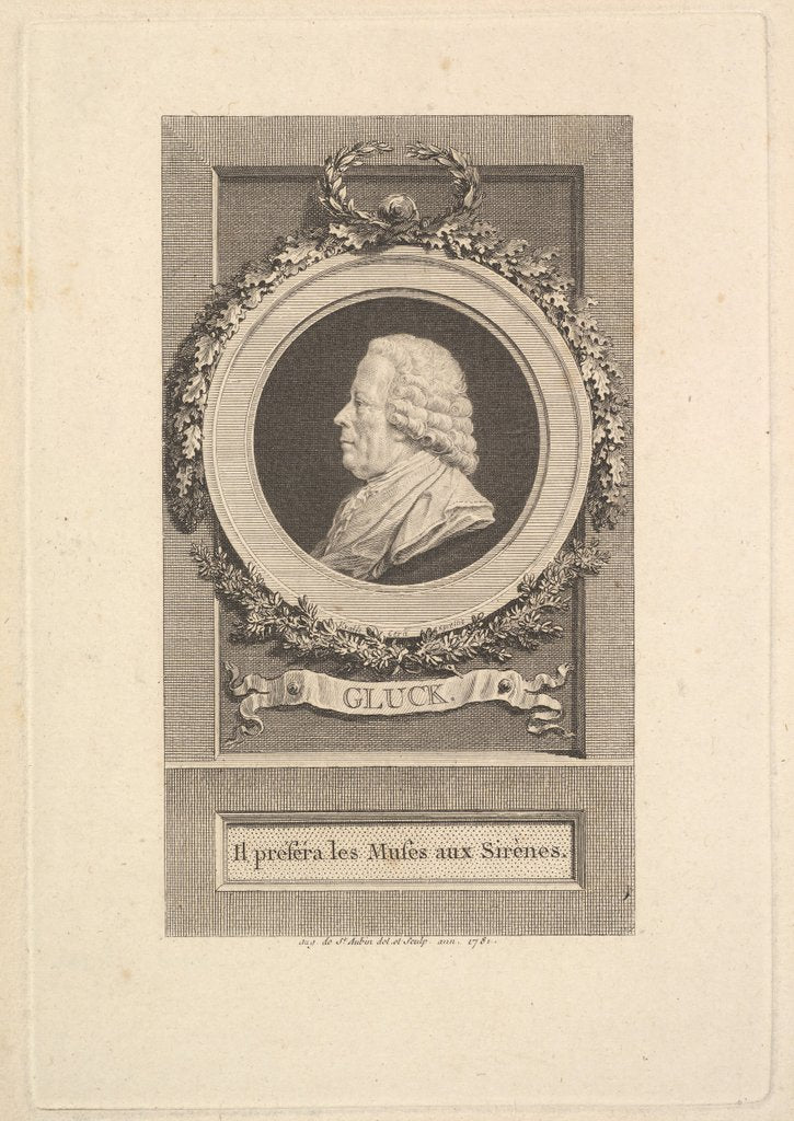 Detail of Portrait of Gluck, 1781 by Augustin de Saint-Aubin