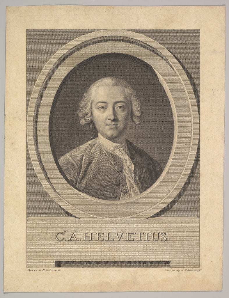 Detail of Portrait of Claude Adrien Helvétius, 1772 by Augustin de Saint-Aubin