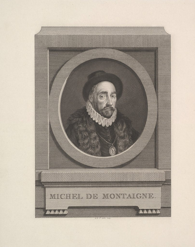 Detail of Portrait of Michel de Montaigne, 1774 by Augustin de Saint-Aubin