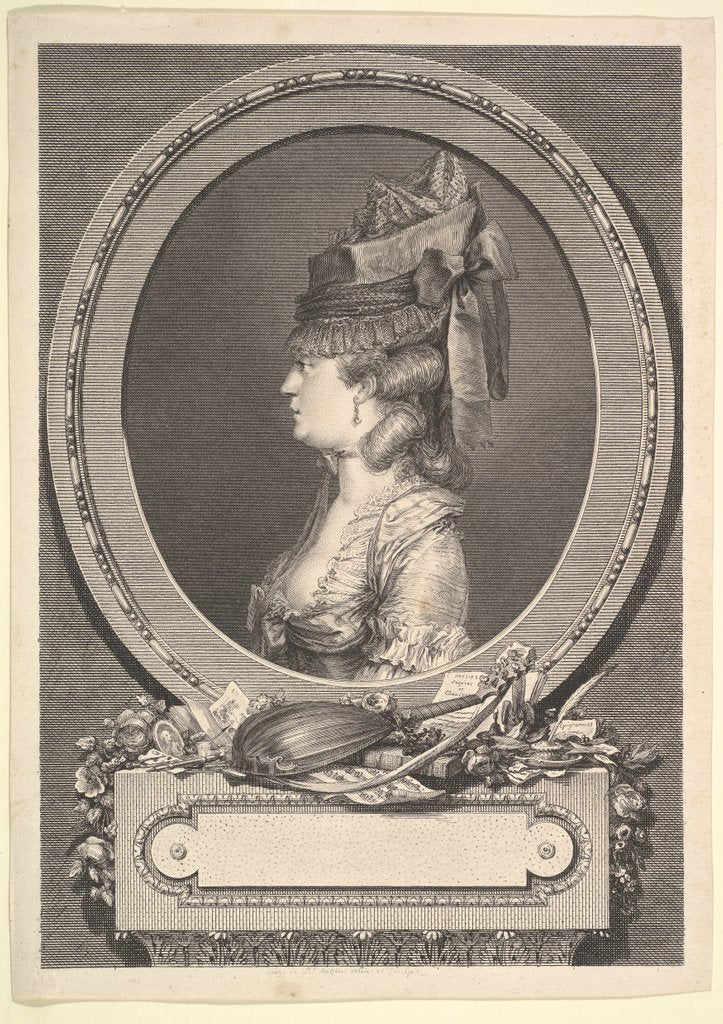 Detail of Portrait of Adrienne-Sophie Marquise de ***, 1779 by Augustin de Saint-Aubin