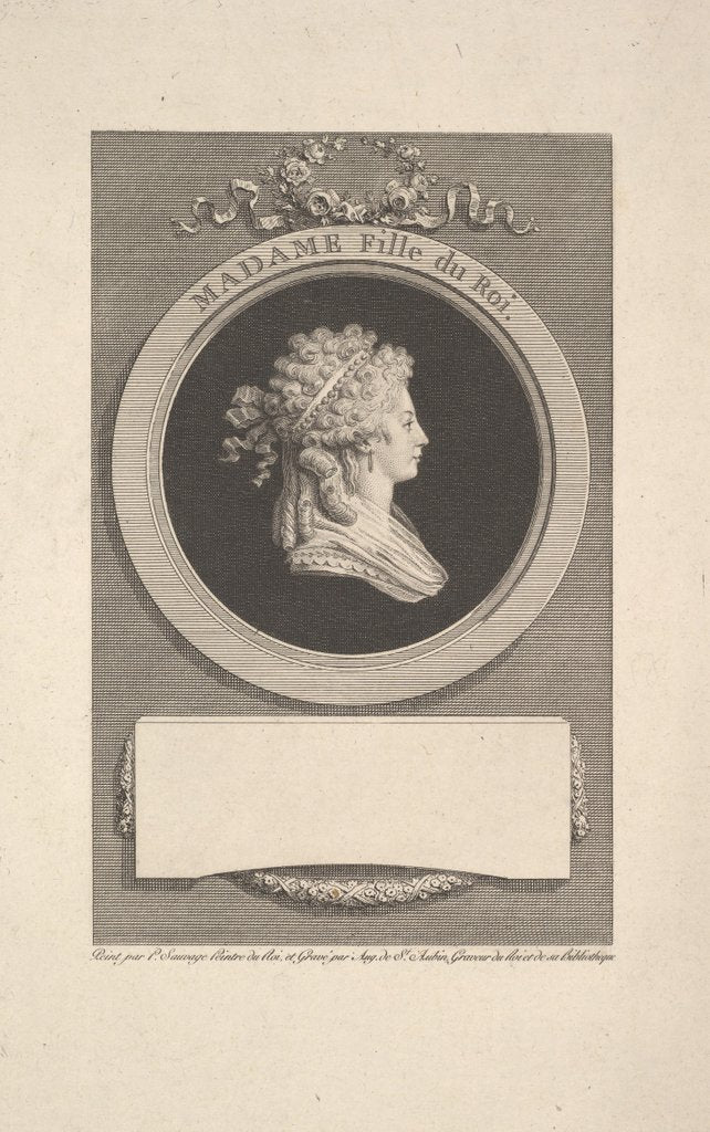 Detail of Portrait of Son Altesse Royale Madame, Duchesse d'Angoulême, Daughter of Louis XVI and Mar…, 1791 by Augustin de Saint-Aubin