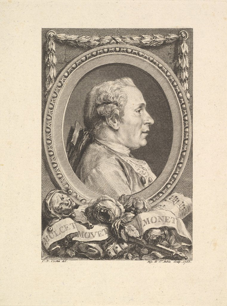 Detail of Portrait of Jean Monnet, 1765 by Augustin de Saint-Aubin