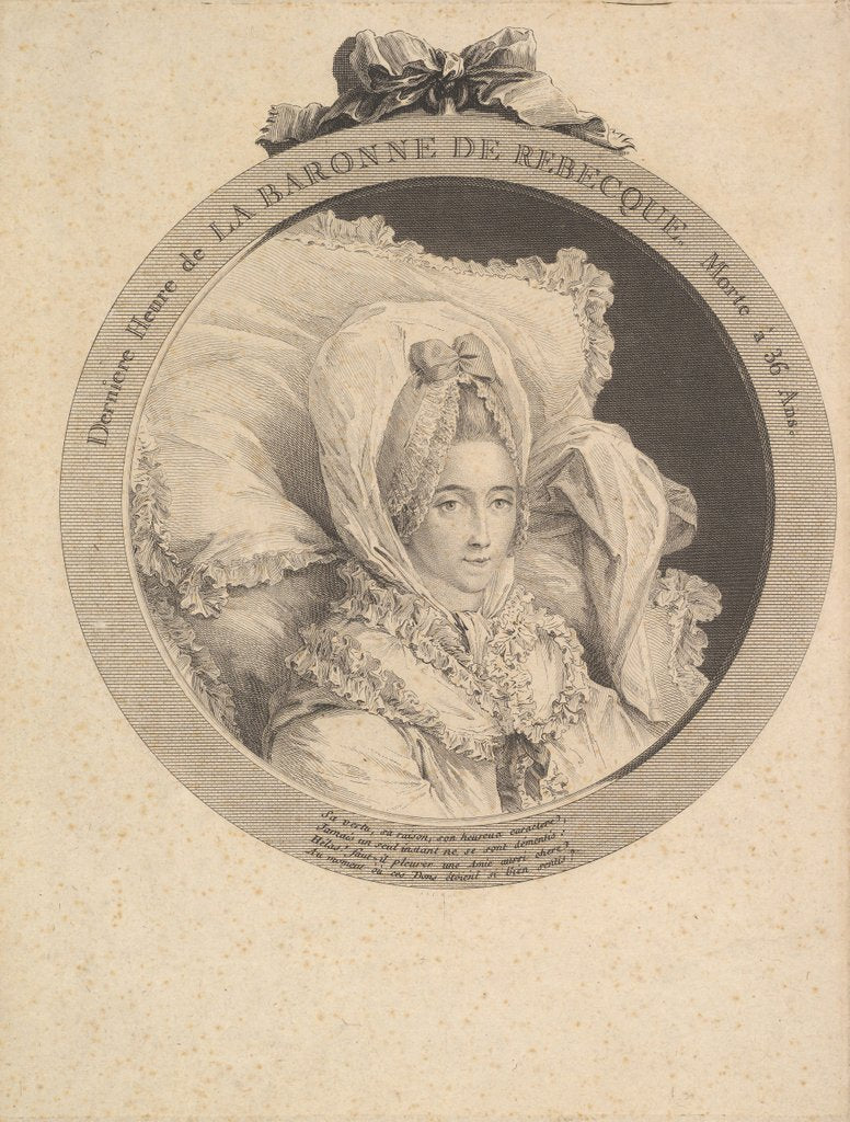 Detail of Portrait of La Baronne de Rebecque, 1780 by Augustin de Saint-Aubin