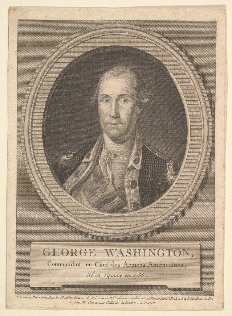 Detail of Portrait of George Washington, August 1836 by Augustin de Saint-Aubin