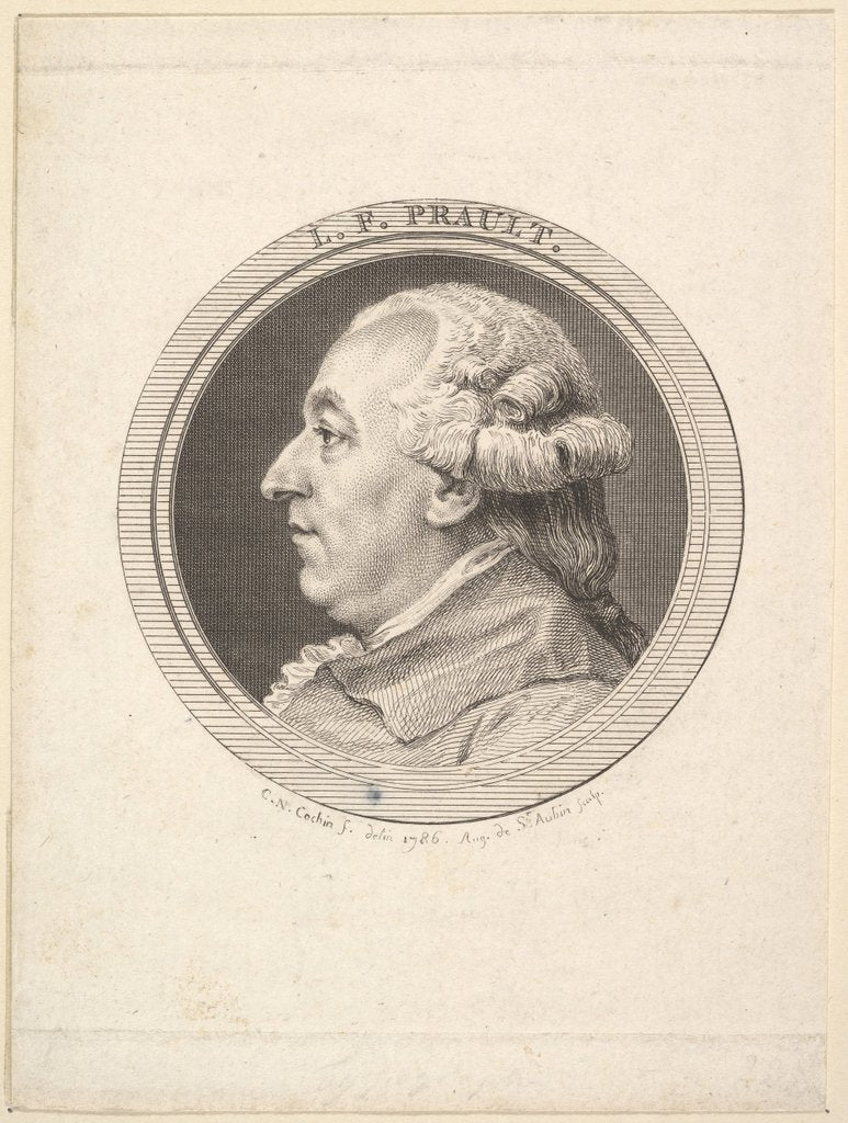 Detail of Portrait of L. F. Prault, 1787 by Augustin de Saint-Aubin