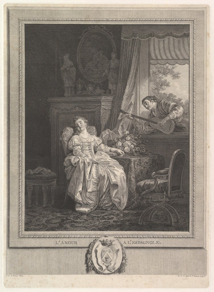 Detail of L'Amour a L'Espagnole, ca. 1780 by Augustin de Saint-Aubin/Noel Pruneau