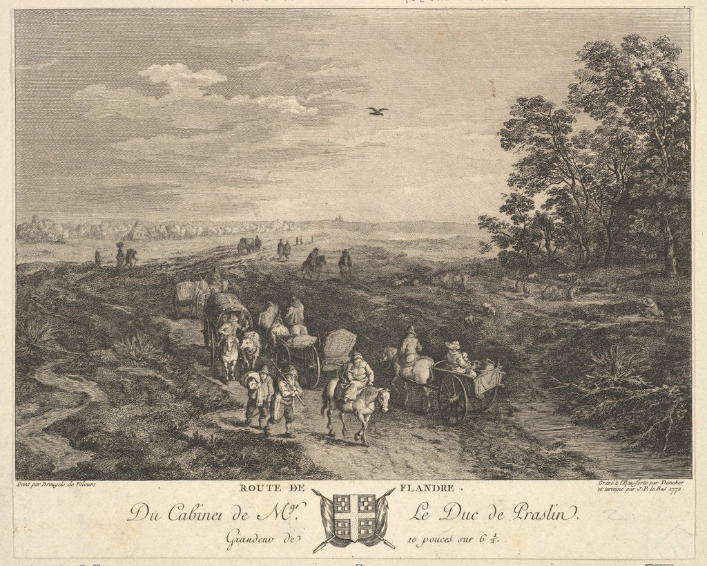 Detail of Flanders Road after a painting in the collection of the Duc de Praslin, 1772 by Balthasar Anton Dunker/Jacques Philippe Le Bas