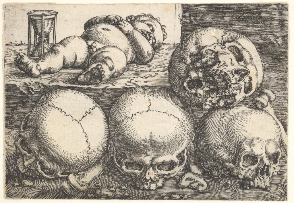 Detail of Dead Child with Four Skulls, mid-16th century by Barthel Beham