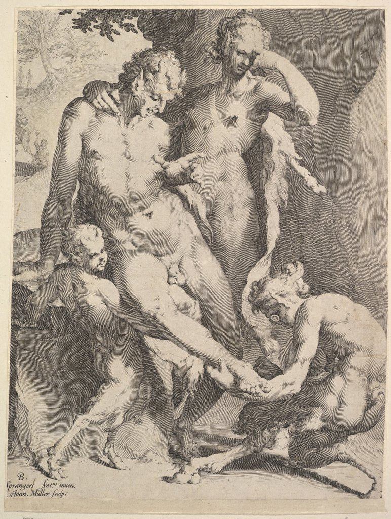 Detail of Oreads Removing a Thorn from a Satyr's Foot, 1590 by Bartholomeus Spranger/Jan Muller