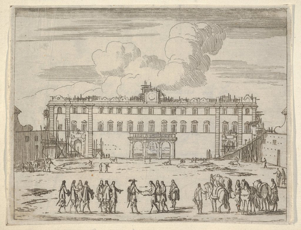 Detail of Francesco I d'Este Builds the Palazzo di Sassuolo, from L'Idea di un Principe ed Eroe Cris…, 1659 by Bartolomeo Fenice