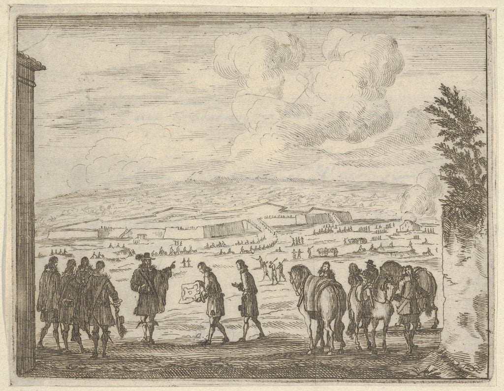 Detail of Francesco I d'Este Builds the Fortresses of Modena for the Security of his People, from L'…, 1659 by Bartolomeo Fenice