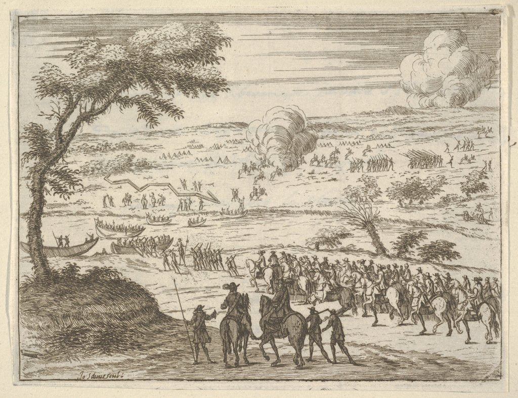 Detail of Francesco I d'Este Freely Crosses the Po and Takes Up his Sword Against Troops in the Viny…, 1659 by Bartolomeo Fenice/Jean Sauve