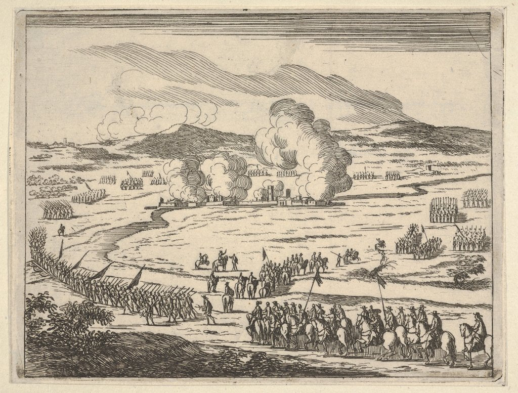 Detail of The Seige of Alessandria Begins, from L'Idea di un Principe ed Eroe Cristiano in Francesco…, 1659 by Bartolomeo Fenice