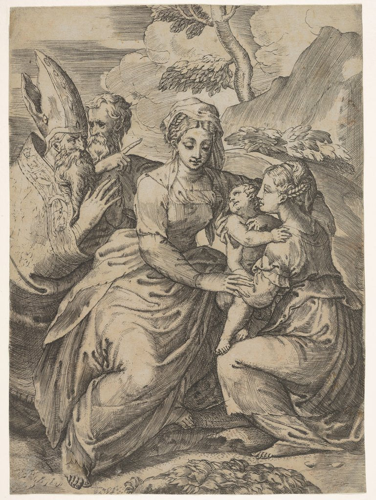 Detail of Madonna and Child with Saints by Battista del Moro