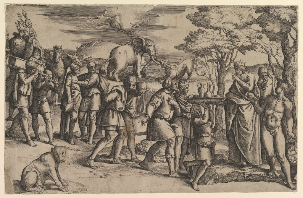 Detail of Melchizadek Offering Bread and Wine to Abraham, ca. 1547 by Battista Franco Veneziano