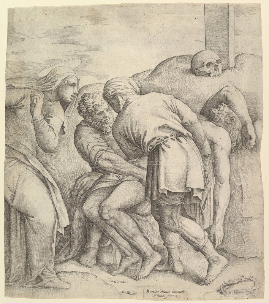 Detail of The Entombment by Battista Franco Veneziano