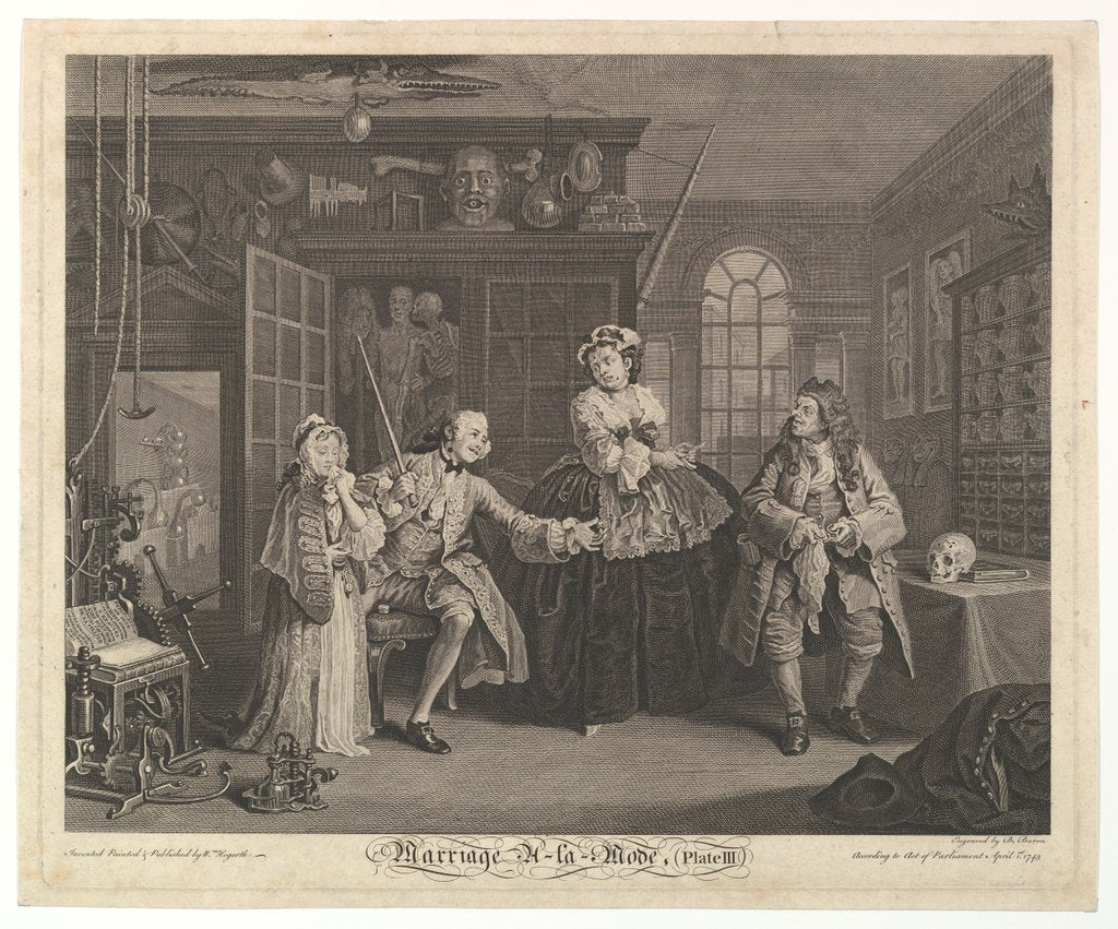 Detail of Marriage A-la-Mode, Plate III, April 1745 by Bernard Baron
