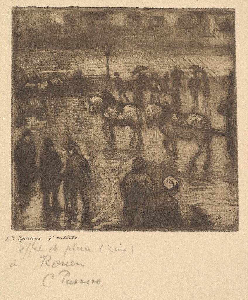 Detail of Impressions of Rain, Rouen, 1883 by Camille Pissarro