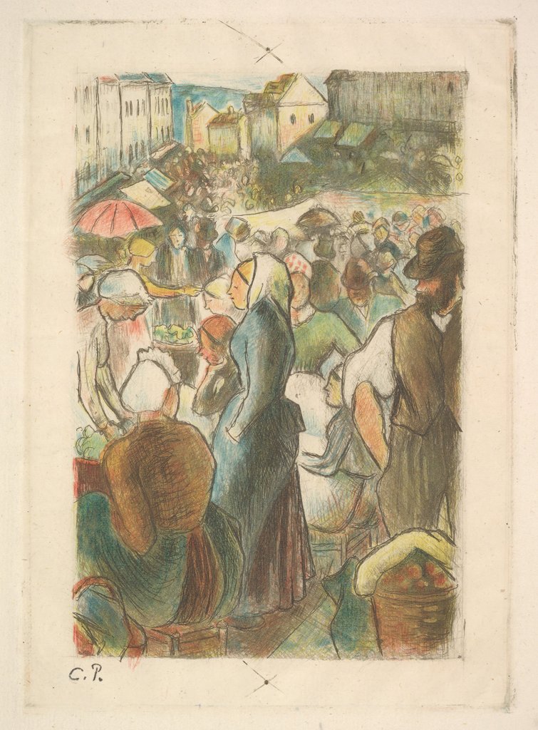 Detail of The Market at Gisors: Rue Cappeville, 1894-95 by Camille Pissarro