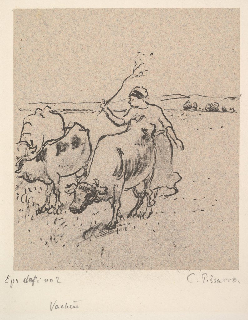 Detail of Cowherd, ca. 1899 by Camille Pissarro