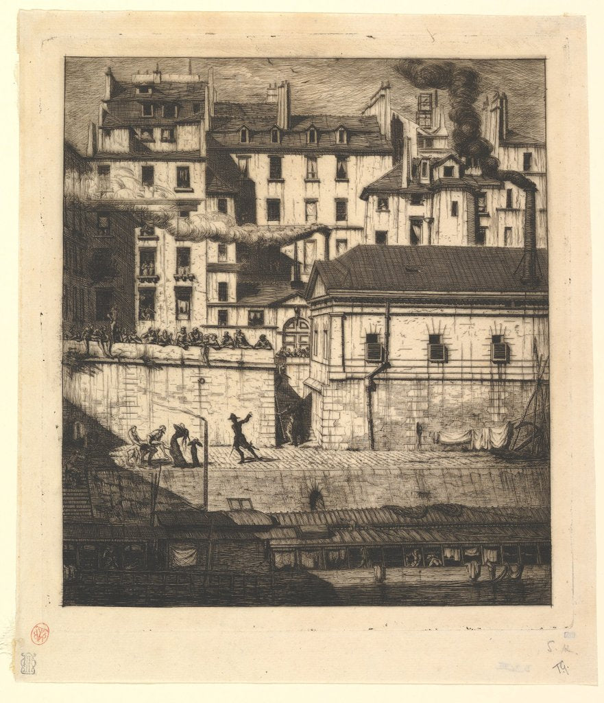 Detail of The Mortuary, Paris, 1854 by Charles Meryon