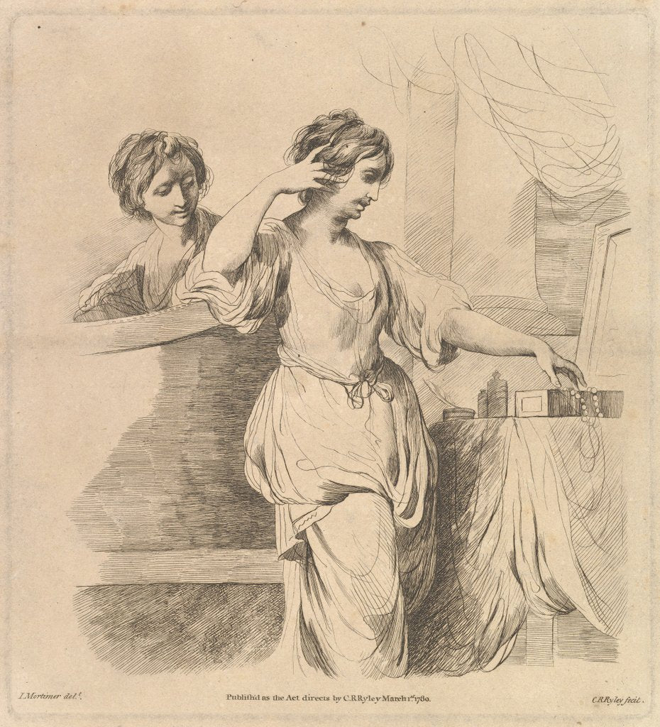 Detail of Woman at Her Toilet, March 1, 1780 by Charles Reuben Ryley