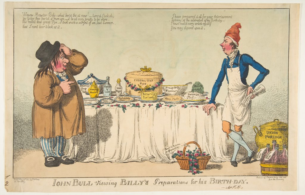 Detail of John Bull Viewing Billy's Preparations for his Birth-day, May 18, 1802 by Charles Williams