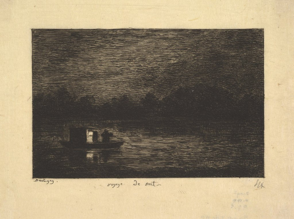 Detail of Night Voyage, from the series, Voyage en Bateau, 1861 by Charles Francois Daubigny