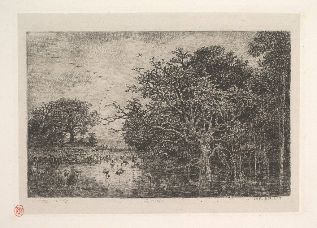 Detail of The Marshes, 1851 by Charles Francois Daubigny